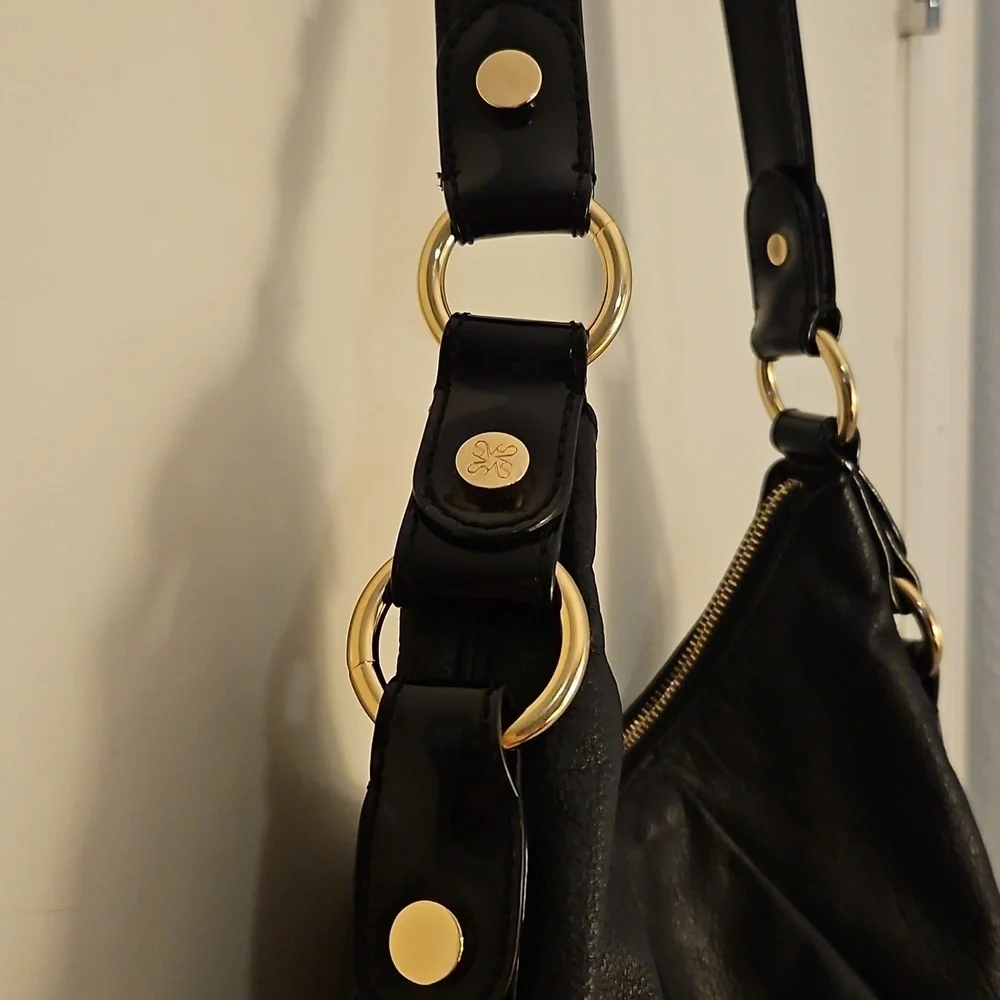 SIMPLY VERA Black Leather Hobo Shoulder Bag